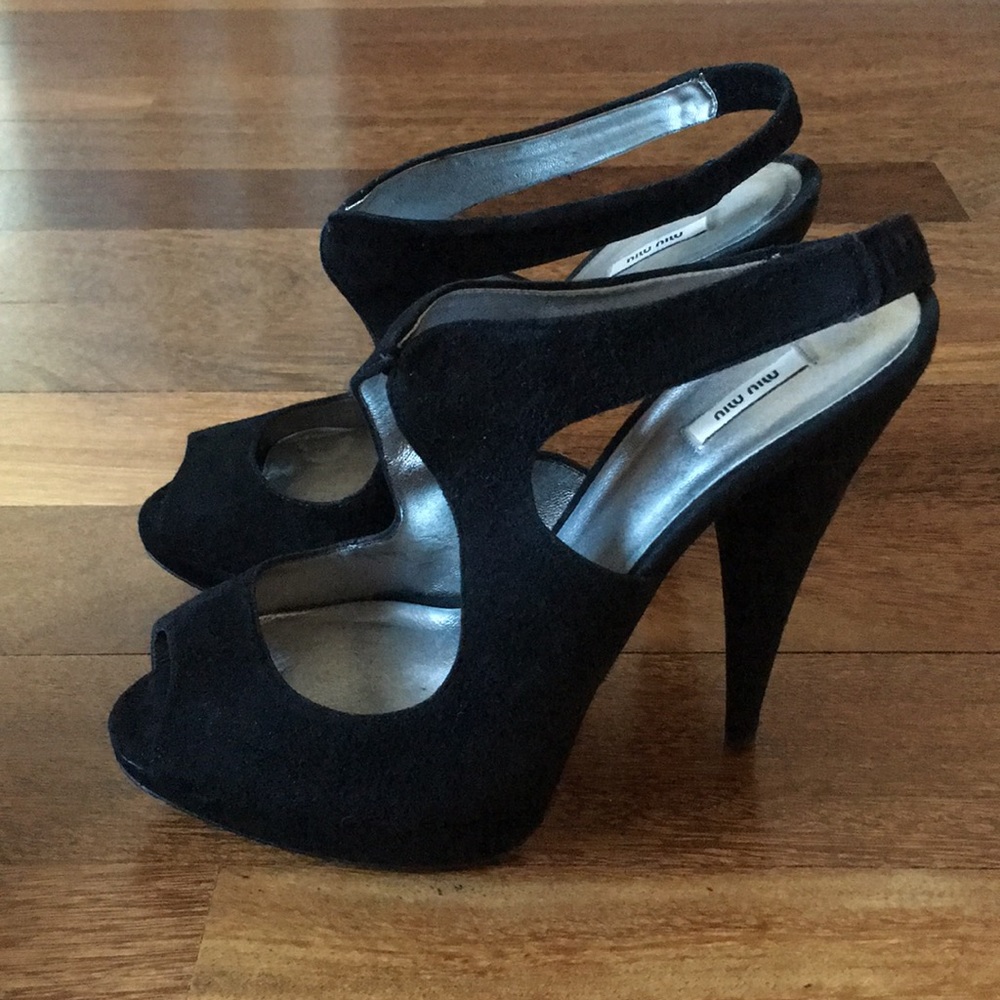 Miu Miu open toe slingback sandal heel black 36.5